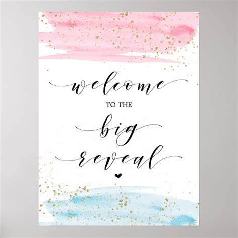 Watercolor Blue And Pink Gender Reveal Welcome Poster