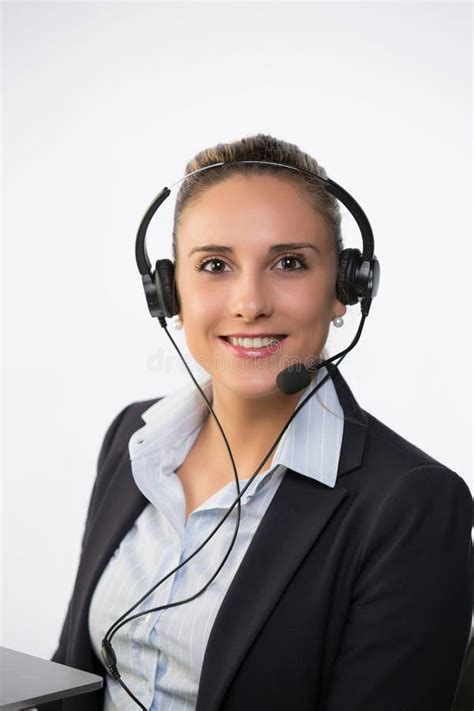 Portrait Of Happy Smiling Cheerful Support Phone Operator In Headset