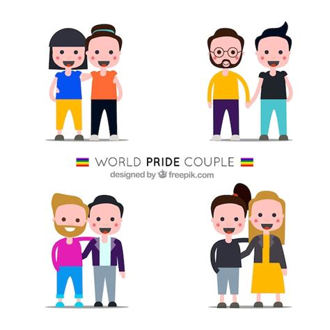 Pack de parejas el día del orgullo gay Vector Gratis