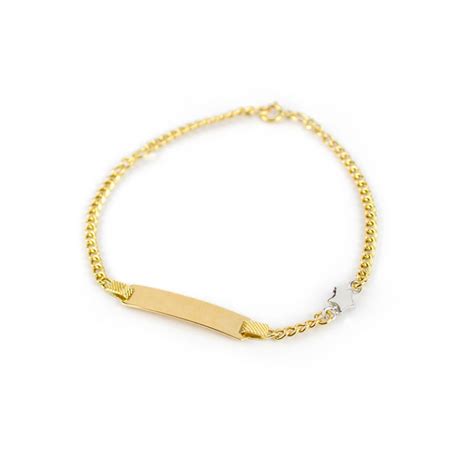 Bracciale Battesimo In Oro Giallo Con Targhetta E Stella Sari Gold