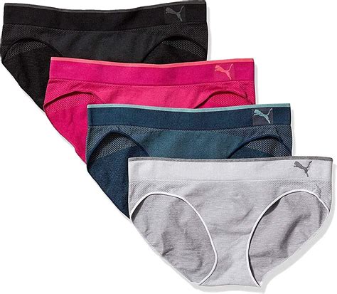 Amazon PUMA Womens Sports Stretch Bikini 4 Pack Blue Grey Pink Black Small Clothing