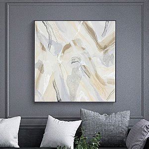 Quadro Decorativo Abstrato Pinceladas Tons Nude Quatro Lados Quatro