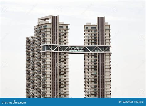 Apartment Building With Sky Bridge Stock Photo Image Of City