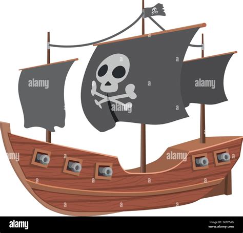 Icono De Dibujos Animados Del Barco Pirata Barco De Velas Negras