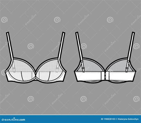 Sheer Bra Lingerie Technical Fashion Illustration With Adjustable