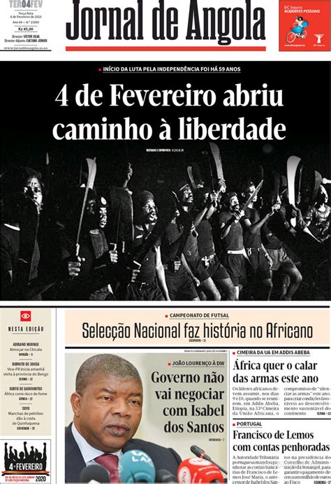 Capa Jornal De Angola De 2020 02 04