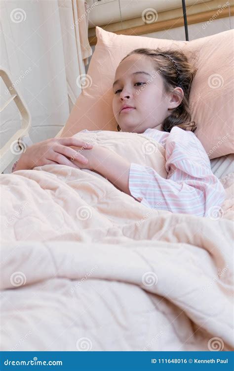 Young Tween Girl In Hospital Bed Stock Photo Image Of Girl Health