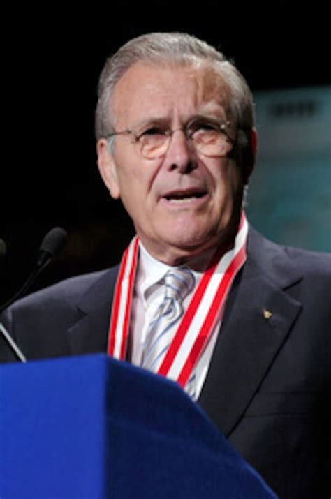 Secretary Of Defense Donald H Rumsfeld Speaks To The Audience