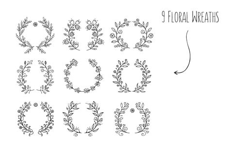 Hand Drawn Floral Elements By Valentina Gurina Art Thehungryjpeg