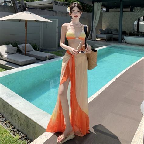 Sét bikini 3 mảnh màu cam ombe cao cấp new 2025 hàng QCCC Shopee Việt Nam