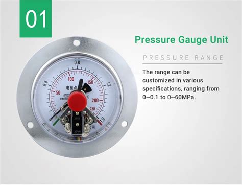 Npt Mm Electric Contact Pressure Gauge Axial Back Connection Type