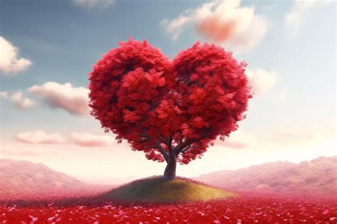 Premium Ai Image Red Heart Shaped Tree For Valentine S Day