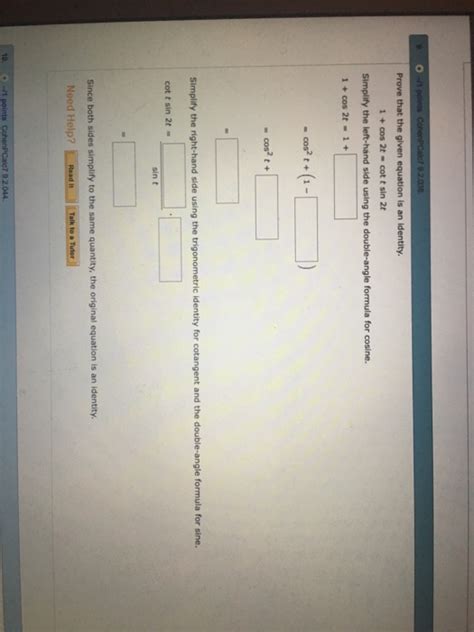 Solved Is An Cos T Cot T Sin T Cos Cos T Cot T Chegg