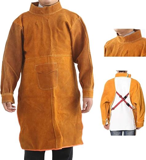 Welding Apron Welding Jacket Leather Long Sleeved Overalls