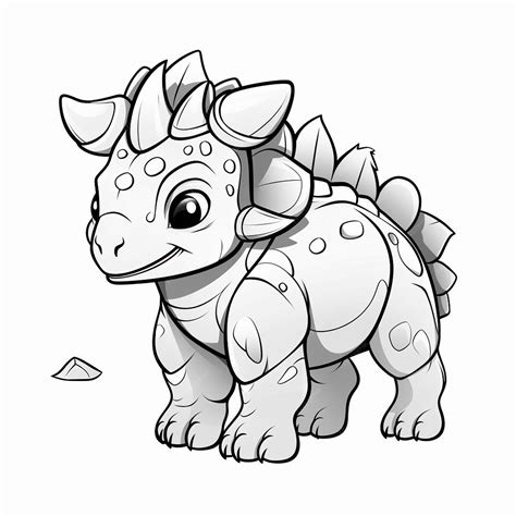 Premium Ai Image Ceratopsian Doodle Cute Flat Coloring Book Kawaii