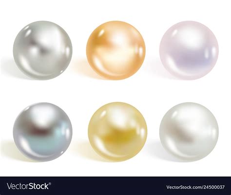 Realistic Different Colors Pearls Set Royalty Free Vector