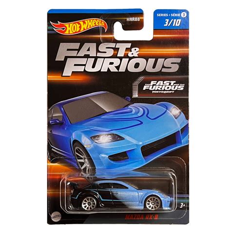 Метална кола Hot Wheels Бързи и яростни Mazda RX 8 1 64 Син eMAG bg