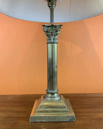 Antique Brass Corinthian Column Table Lamp