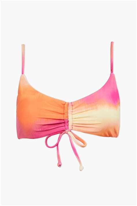 Tie Dye Ruched Bralette Bikini Top