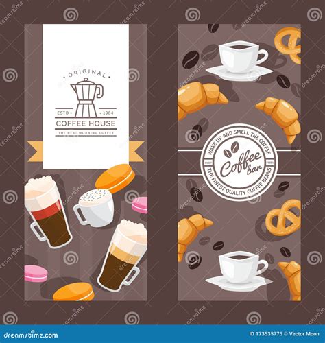 Coffee House Vertical Banners, Cafe Menu Cover, Emblem for Coffee Shop, Vector Illustration ...