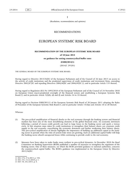 European Systemic Risk Board I Recommendations