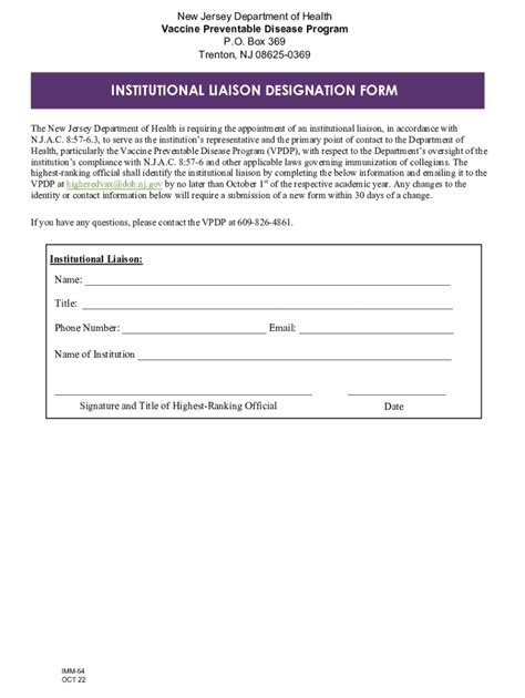 Fillable Online Institutional Liaison Designation Form Fax Email