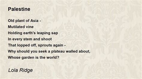 Palestine - Palestine Poem by Lola Ridge