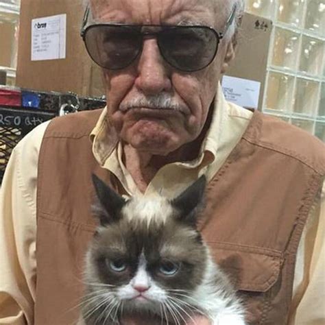 Stan Lee Holding Grumpy Cat Gag