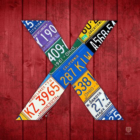 Letter X Alphabet Vintage License Plate Art Mixed Media By Design