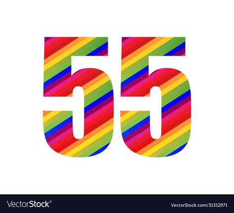 55 number rainbow style numeral digit colorful Vector Image