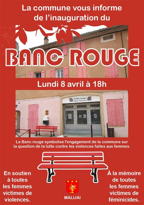 Inauguration Du Banc Rouge Malijai Fr