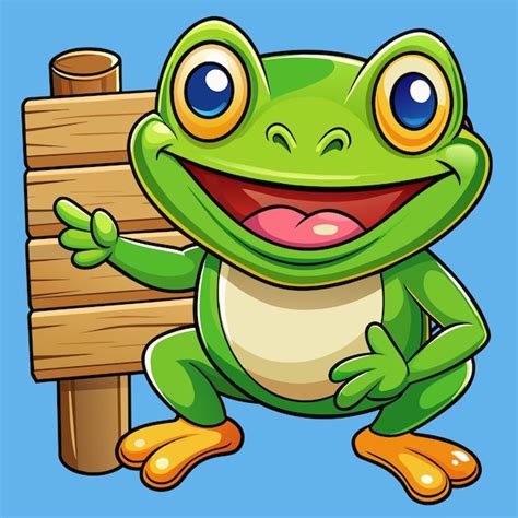 Premium Vector A Cartoon Frog With A Sign That Says Frog