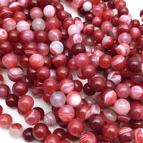 Dark Pink Stripe Agate Round Beads 8mm 10mm 12mm Gemstone Etsy España