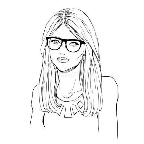 Sketch Young Beautiful Blonde Girl Glasses Stock Illustrations – 71 ...