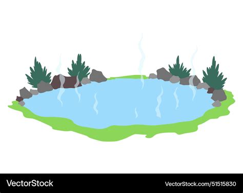 Japanese Outdoor Onsen Pool With Hot Spring Water Vector Image