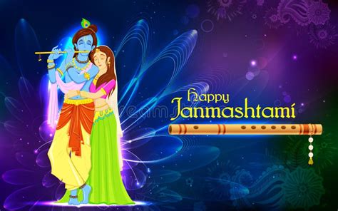 Janmashtami Illustration Mit Radha Krishna Silhouette Und Designer