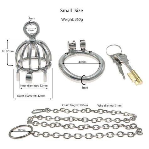 Mens Bdsm Chastity Cage Cock Lock Penis Restraint With Leash Chain Gay Bondage Ebay