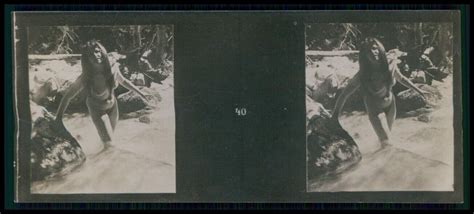 Bb French Small Stereoview Photo Stereo Card Nude Woman Original Old