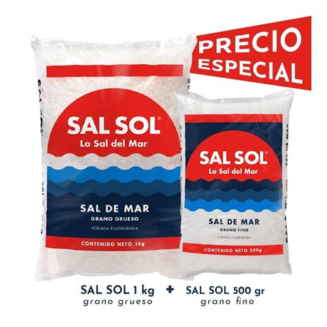 Sal de mar Sal Sol yodada fluorurada 1 kg + 500 g | Walmart
