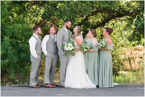 Sage Green And Gray Summer Wedding At Oak Hills Sage Green Bridesmaid