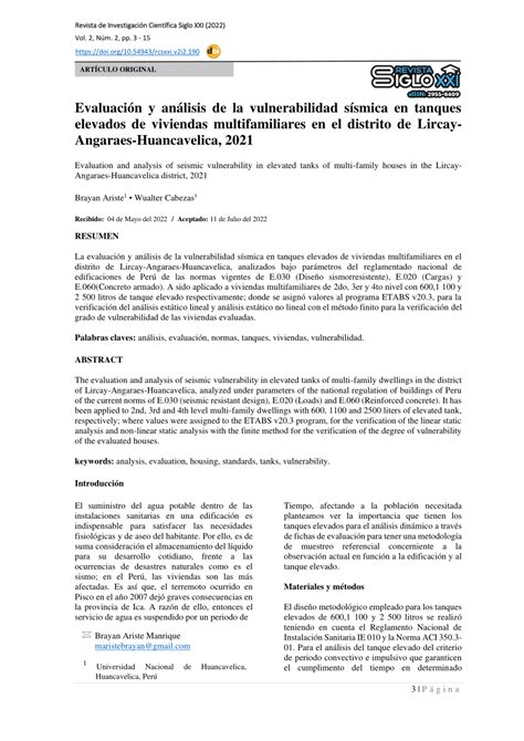 Pdf Evaluaci N Y An Lisis De La Vulnerabilidad S Smica En Tanques