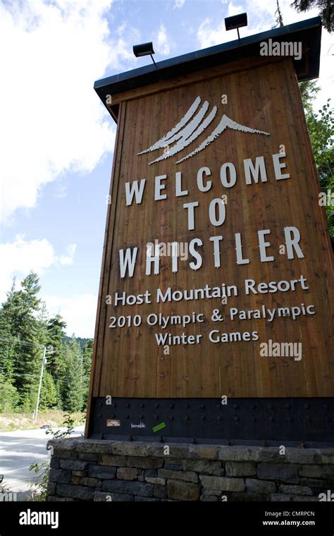 Welcome To Whistler Sign British Columbia Stock Photo Alamy