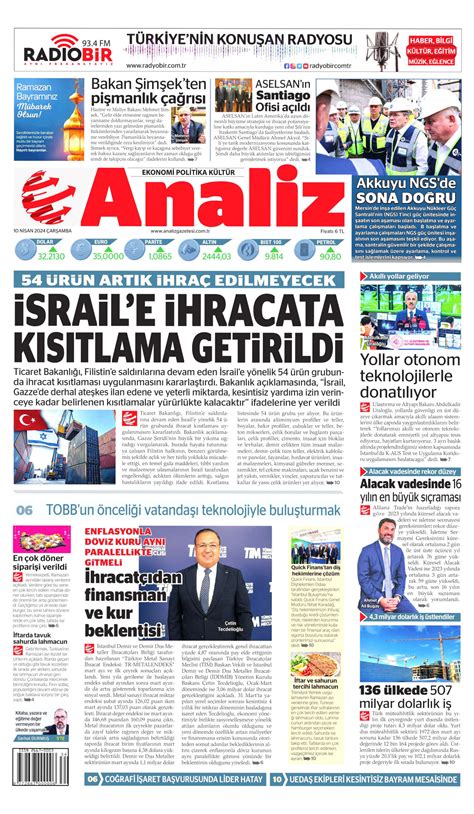 Analiz Gazetesi Analiz Manşet Oku Haberler 10 Nisan 2024