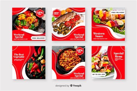 Premium Vector Culinary Instagram Post Collection With Photo