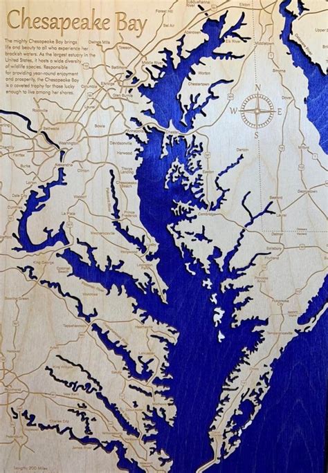 Detailed Chesapeake Bay Map Vector File For Laser Cutting Engraving