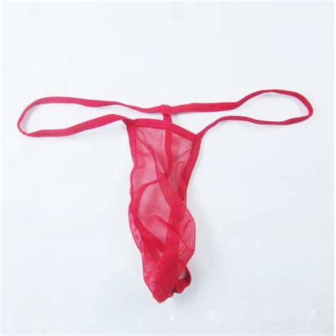 Wholesale Mens Mini Bikini Sexy Low Rise Transparency Underwear Bulge Pouch G String Thong