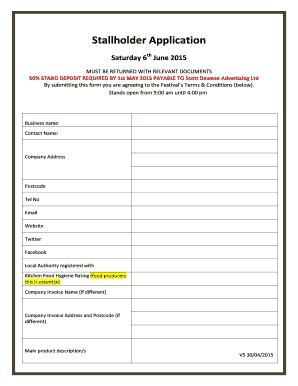 Fillable Online Accringtonfoodfestival Co Stallholder Application