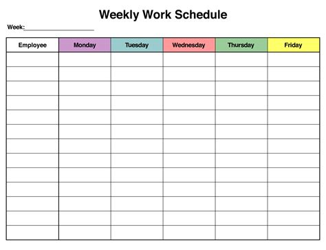 Blank Employee Schedules 20 Free Pdf Printables Printablee Weekly