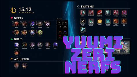 13 12 Patch Notes Zeri Yuumi Nerfs League Of Legends Youtube