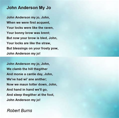 John Anderson My Jo Poem By Robert Burns Poem Hunter